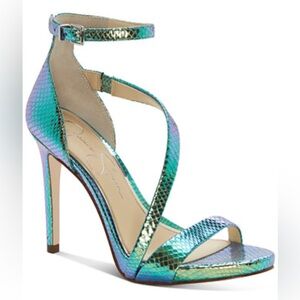 Jessica Simpson Snake-embossed in shimmering iridescence stiletto’s
